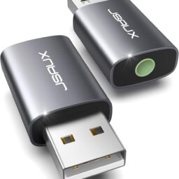 JSAUX 2 Pack USB to 3.5mm Jack Audio Adapter, Sound Card Support Mic TRRS